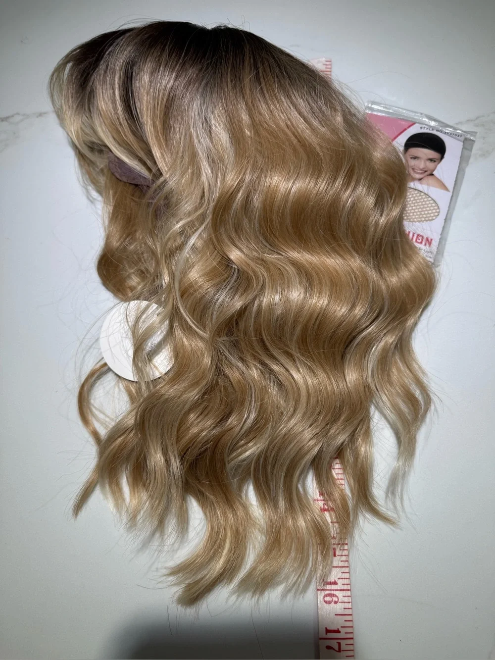 HAIR, 16” Wavy, Long Bangs, Ombre Brown to Blonde